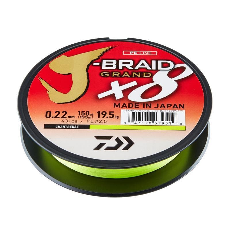 Daiwa J-Braid Grand X8 Chartreuse 0.18mm - 12.5kg