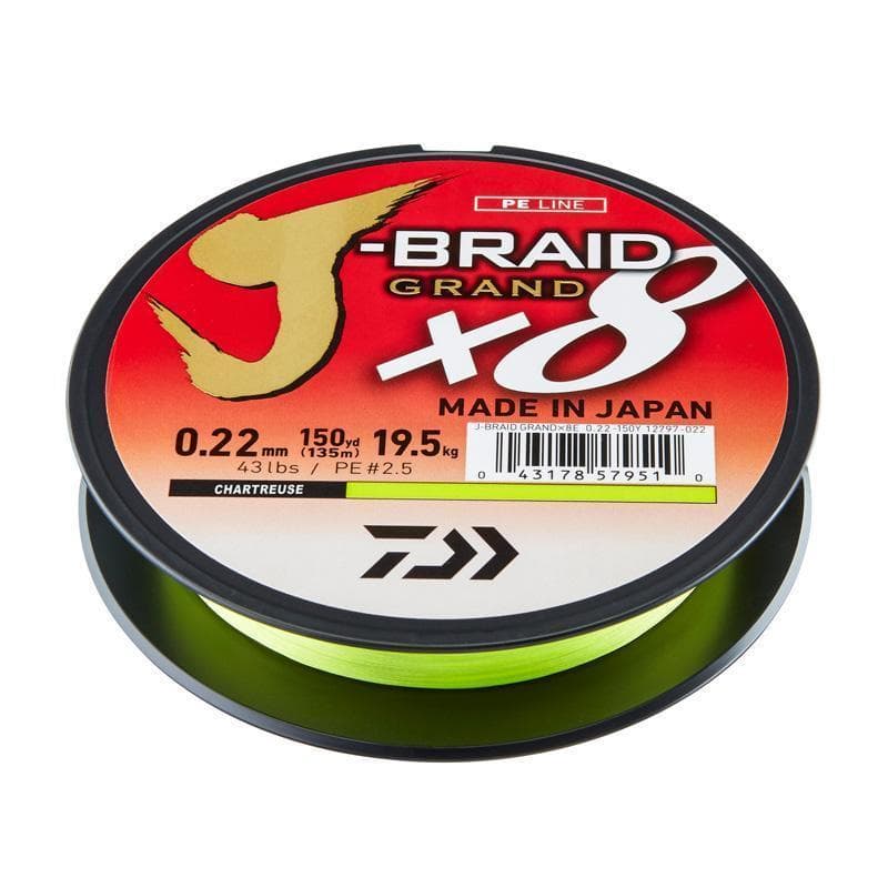 Daiwa J-Braid Grand X8 Chartreuse 0.28mm - 26.5kg