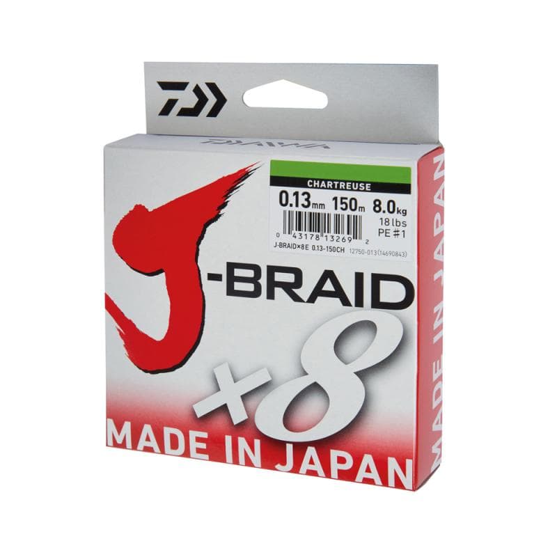 Daiwa J-Braid X8 Chartreuse 150m 0.16mm - 9.0kg