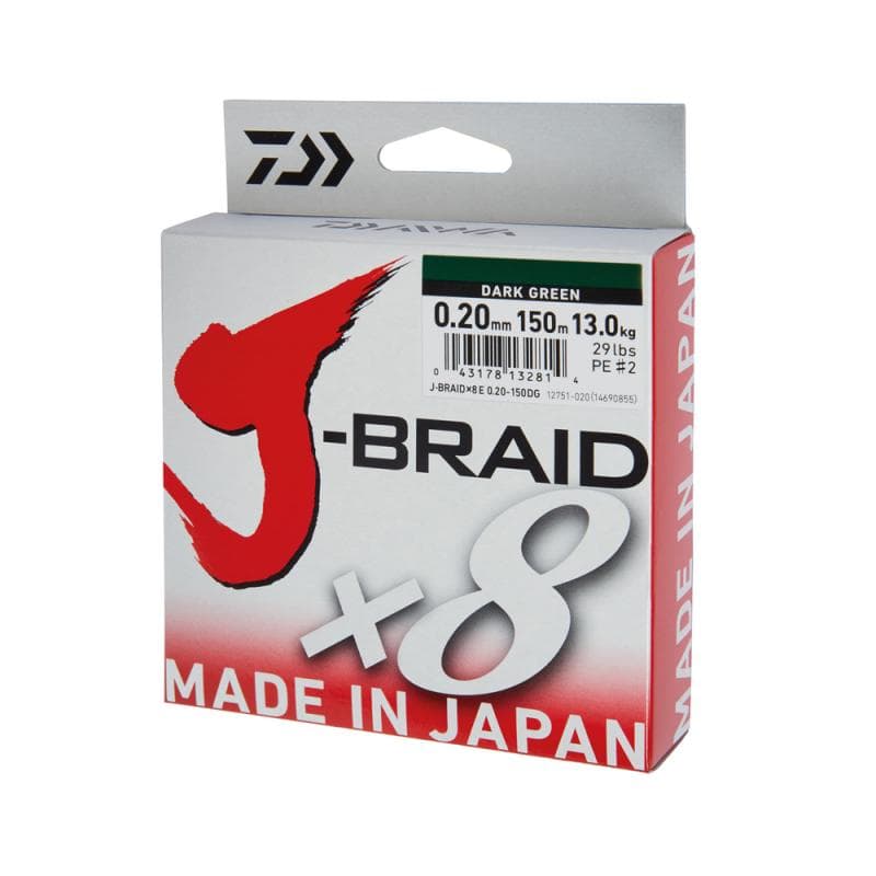 Daiwa J-Braid X8 Dark Green 150m 0.13mm - 8.0kg