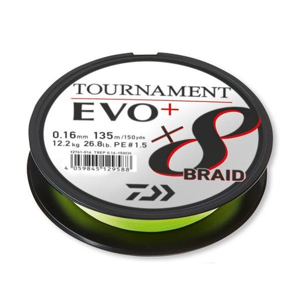 Daiwa Tournament EVO+ x8 Braid 0.14mm Chartreuse per meter