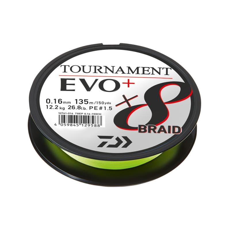 Daiwa Tournament X8 Braid EVO+ Chartreuse 135m 0.16mm