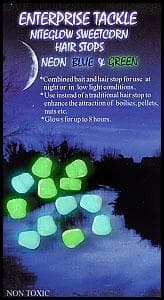 Enterprise Tackle Niteglow Sweetcorn Hair Stops Neon Blue/Green