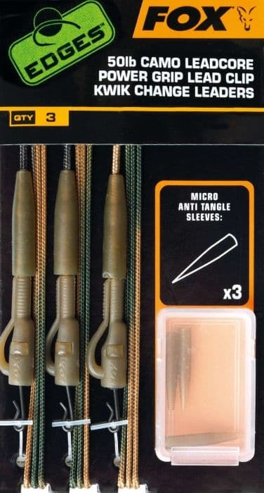 Fox 50lb  camo leadcore power grip lead clip Kwik change leaders