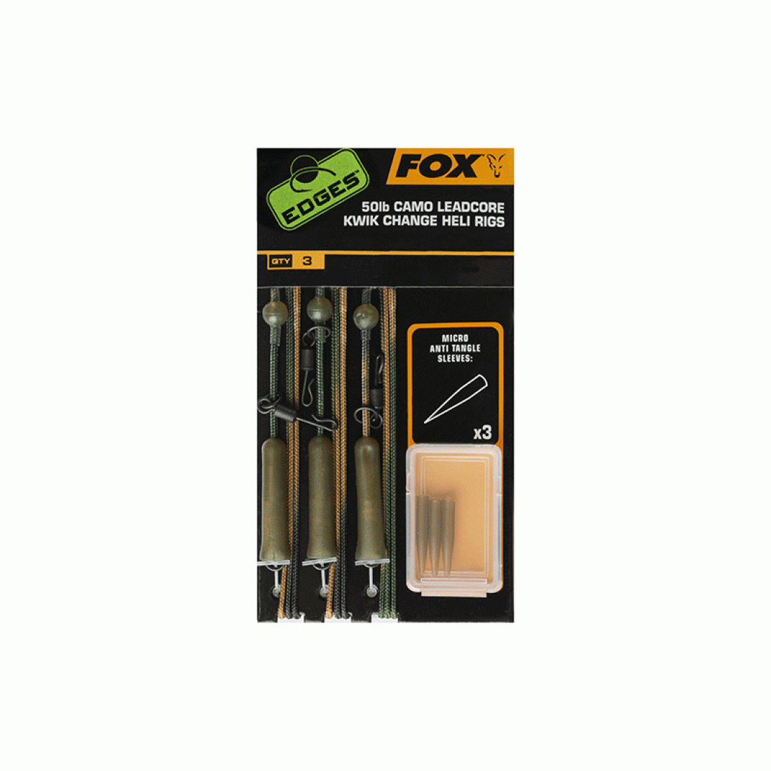 Fox Edges 50LB Camo Leadcore Kwik Change Heli Rigs