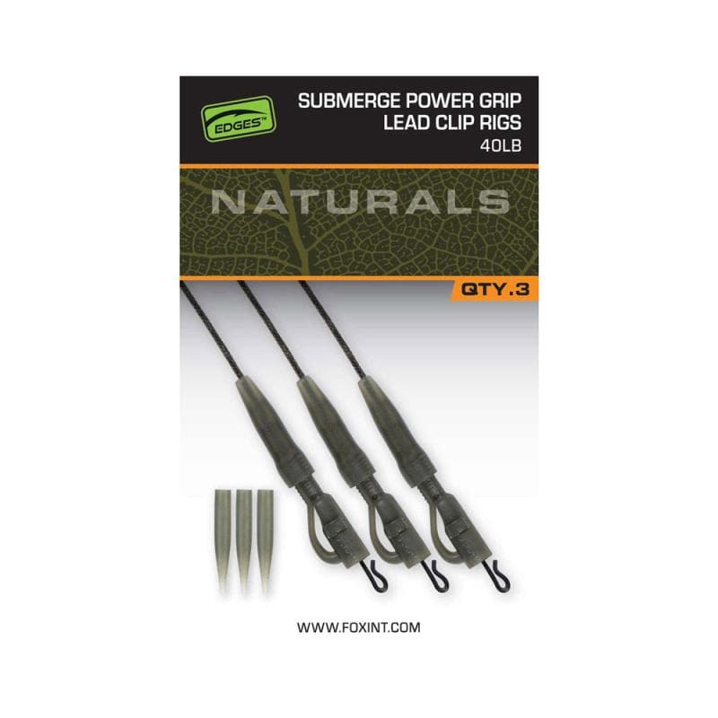 Fox Edges Naturals Submerge Power Grip Lead Clip Leaders 40lb