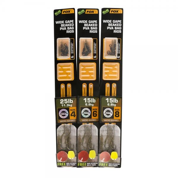 Fox Edges Wide Gape Beaked PVA Rigs 15lb/Size 6