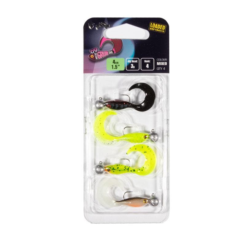 Fox Rage Micro Grub Tail Loaded UV Mixed Colour Pack 4cm