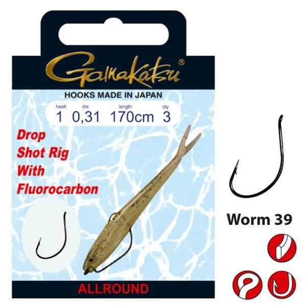 Gamakatsu Dropshot Rig Worm 39 170cm Size 3 - 0.22mm