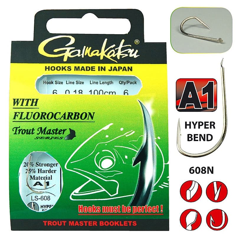 Gamakatsu LS-608N Trout Master Fluorocarbon 200cm Size 6/0.18mm
