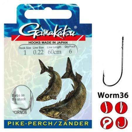 Gamakatsu NS Black Worm 36 Size 2/0 0.25mm 60 cm
