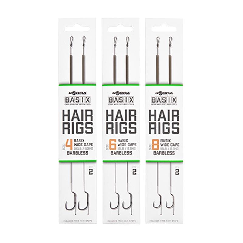 Korda Basix Hair Rigs Wide Gape Barbless Size 4/25lb