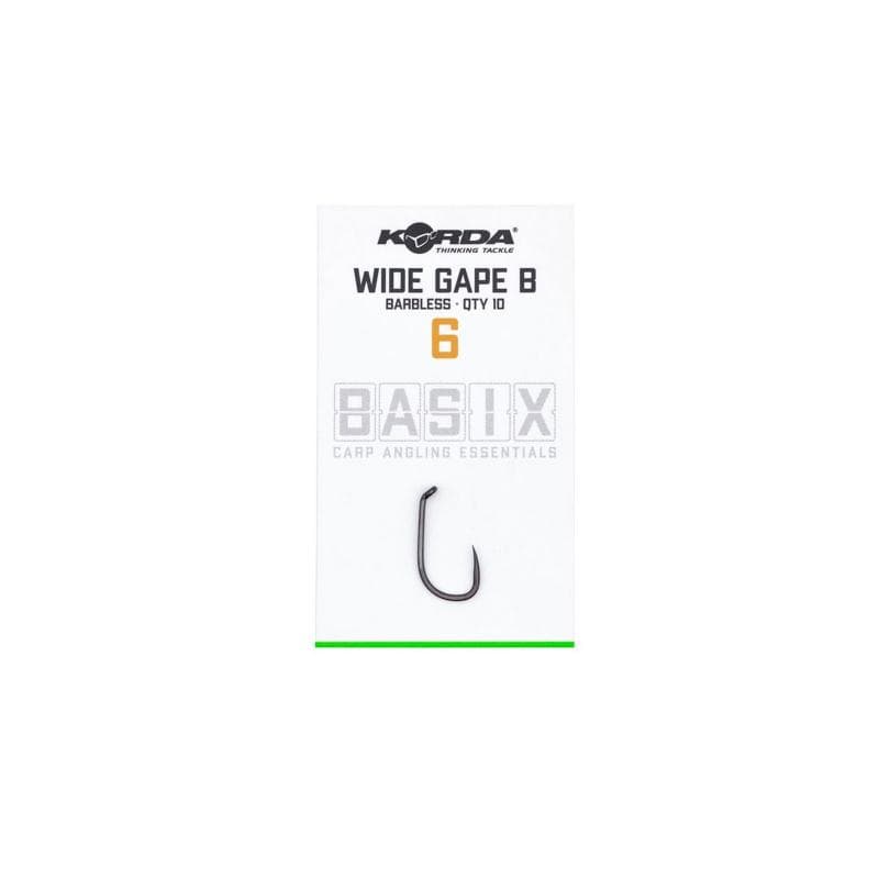 Korda Basix Wide Gape Hooks Barbless Size 6