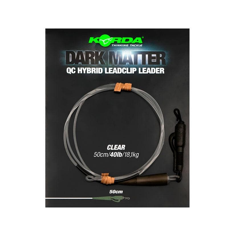 Korda Dark Matter Leaders 50cm QC Hybrid Clip 40lb Clear