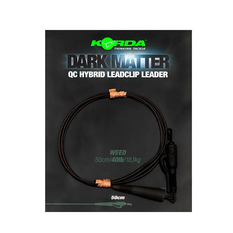 Korda Dark Matter Leaders 50cm QC Hybrid Clip 40lb Weedy Green