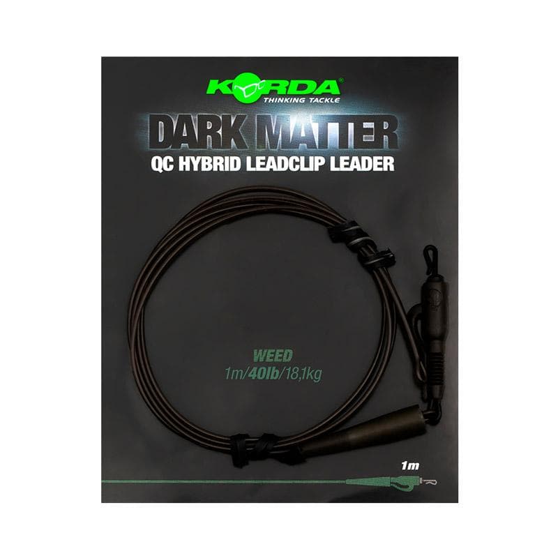 Korda Dark Matter Leaders QC Hybrid Clip 40lb-1m Weedy Green