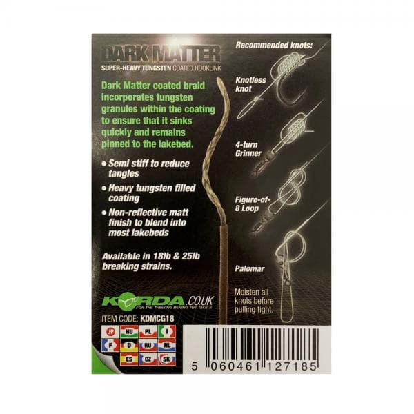 Korda Dark Matter Tungsten Coated Hooklink Gravel Brown 25lb 10m - foto 3