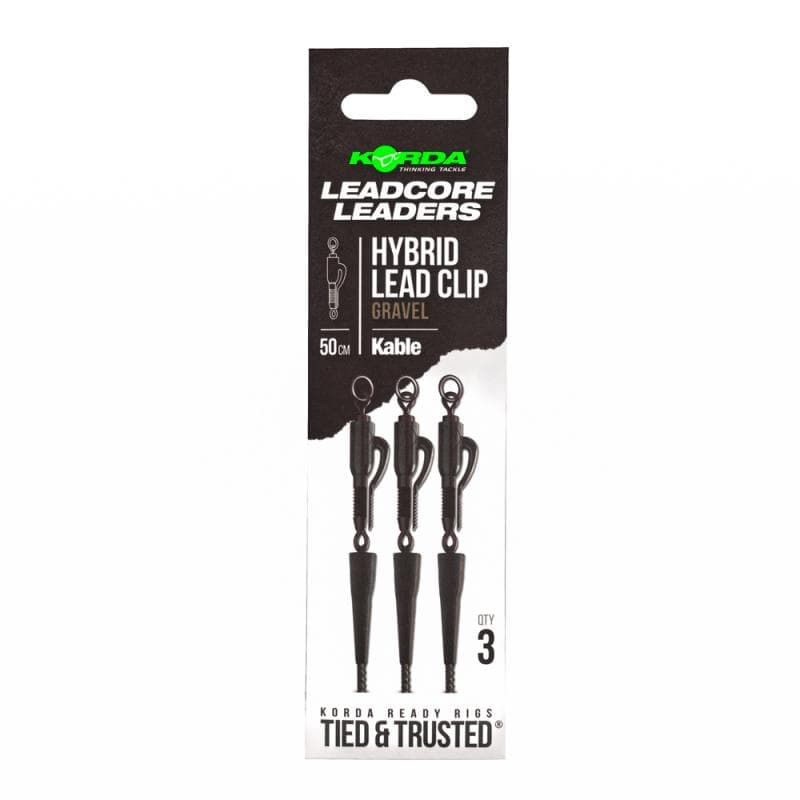Korda Kable Leadcore Leader Hybrid Lead Clip 50cm Gravel