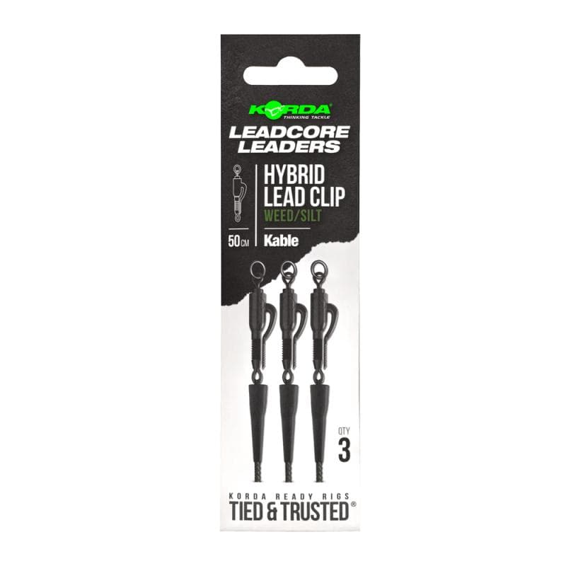 Korda Kable Leadcore Leader Hybrid Lead Clip 50cm Weed