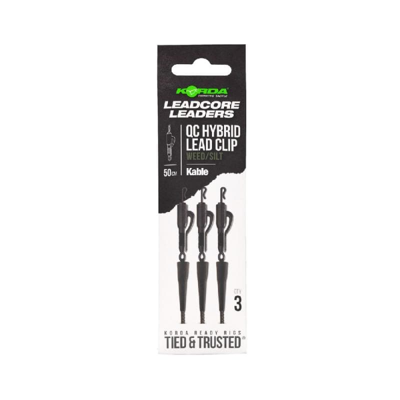 Korda Kable Leadcore Leader Hybrid Lead Clip QC Swivel Weed 50cm