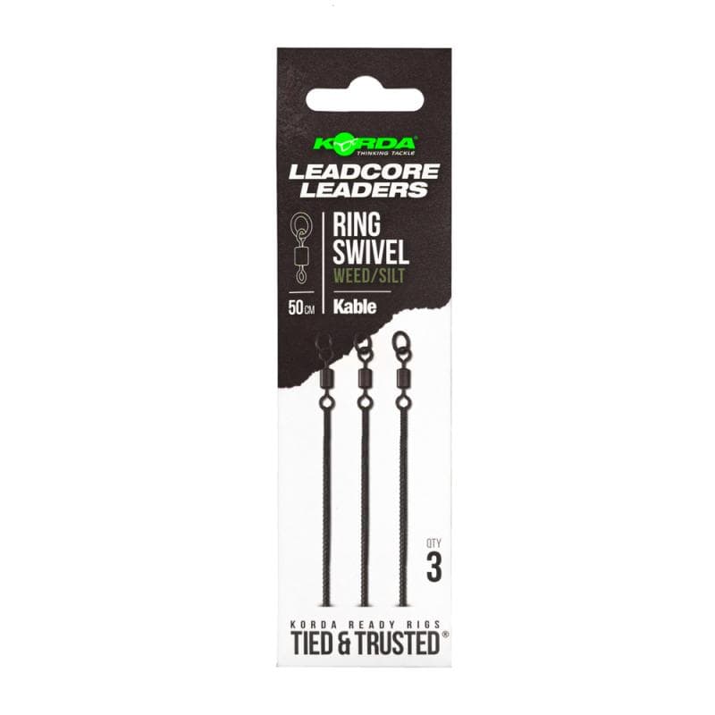 Korda Kable Leadcore Leader Ring Swivel 50cm Weed