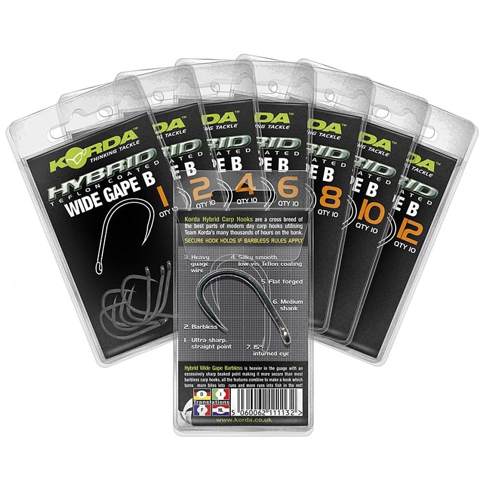 Korda Wide Gape Barbless Hook Size 10