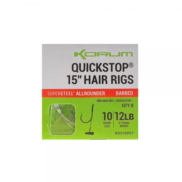 Korum Big Fish Quickstop Hair Rigs 15'' Barbed Size 8