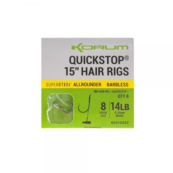 Korum Big Fish Quickstop Hair Rigs 15'' Barbless Size 14
