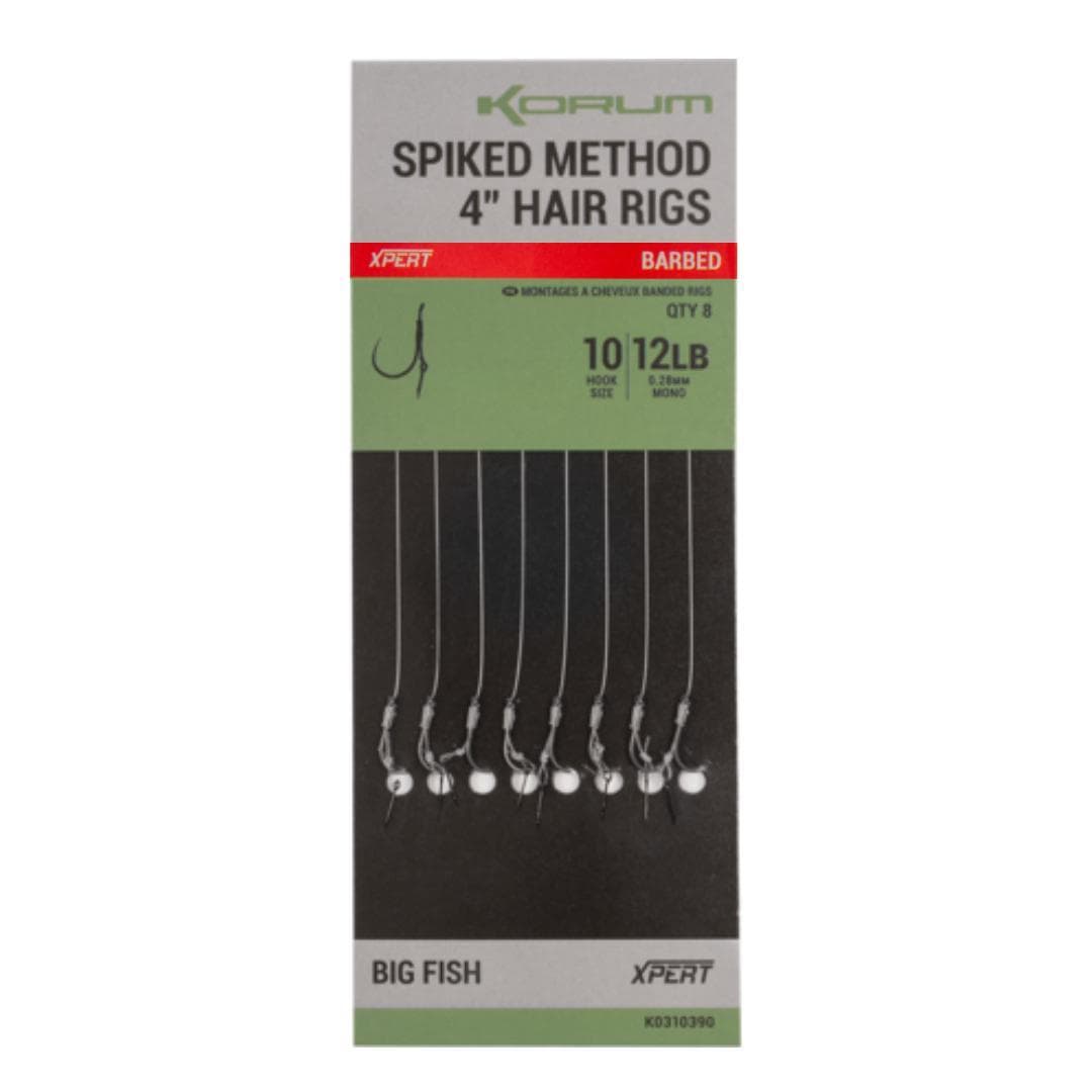 Korum Spiked Hair Rigs 4'' Barbed Size 12 - 0.26mm