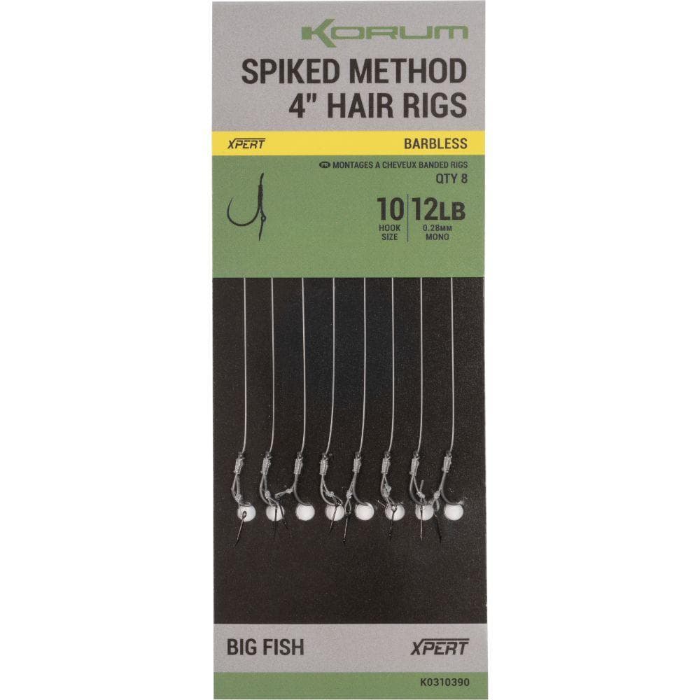 Korum Spiked Hair Rigs 4'' Barbless Size 12 - 0.26mm