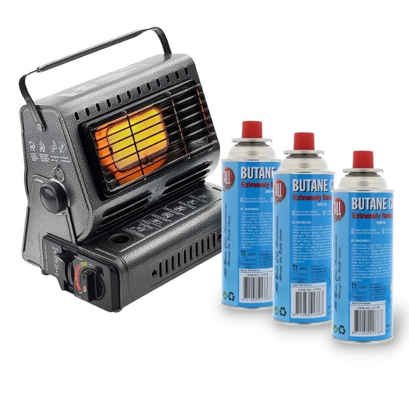MacGyver Gaskachel + 3 x All Ride Butane Gas