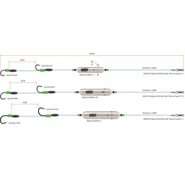 Madcat Adjusta Profi River Rig "Worm & Squid" Medium