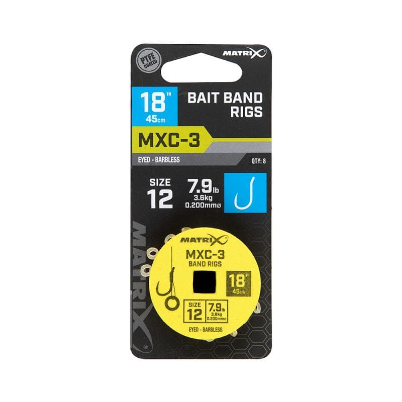 Matrix MXC-3 Barbless Bait Band Rigs 45cm Size 12 - 0.20mm