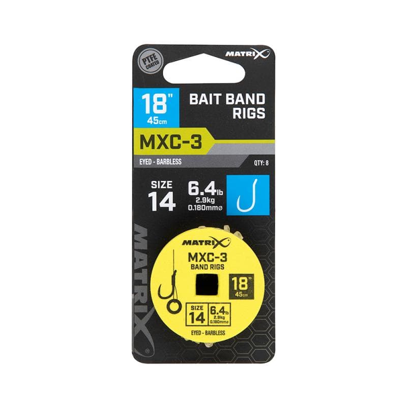Matrix MXC-3 Barbless Bait Band Rigs 45cm Size 14 - 0.18mm