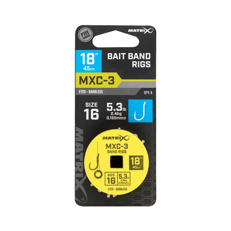 Matrix MXC-3 Barbless Bait Band Rigs 45cm Size 16 - 0.165mm