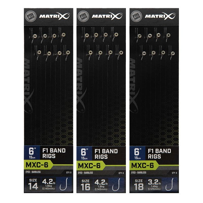 Matrix MXC-6 Barbless 15cm F1 Band Rigs Size 18 - 0.125mm