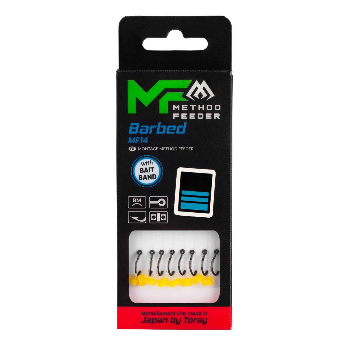 Mikado Method Feeder Rig Barbed MF14 With Bait Band 10cm Size 8 - 0.23mm
