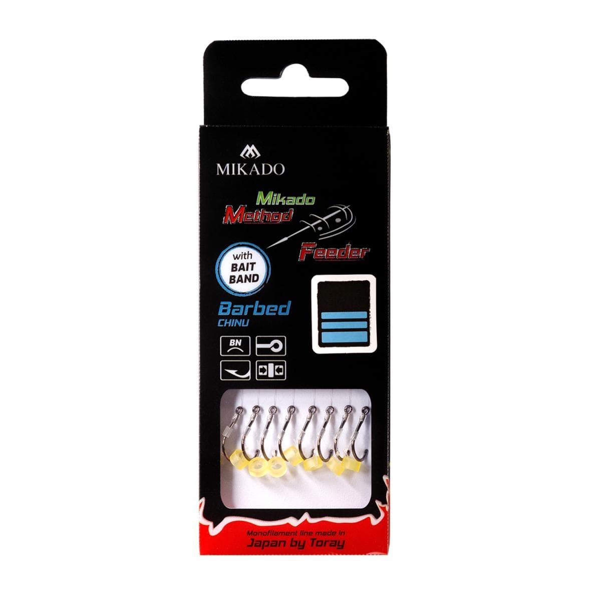 Mikado Method Feeder Rig Barbed With Bait Band 10cm Size 8 - 0.25mm