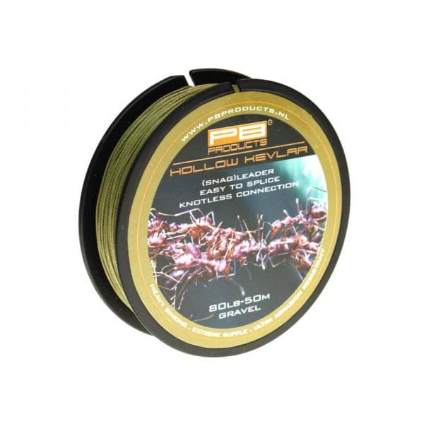 PB Products Hollow Kevlar Snagleader 50m 80LB Gravel