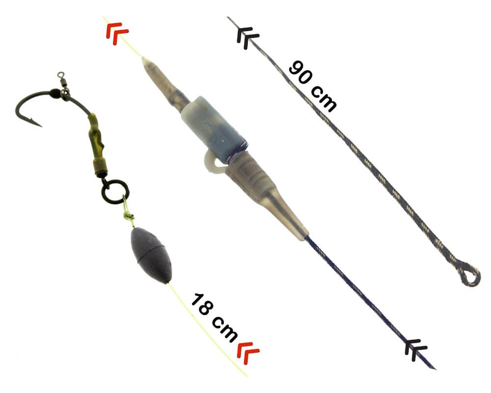 PB Products R2G SR Clip Leader 90/Ronnie Hinged Stiff Rig 2pcs Weed - foto 2