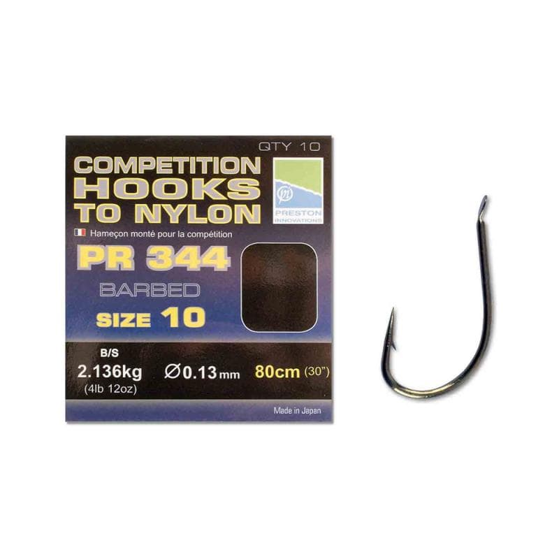 Preston PR344 Hooks On nylon Size 12/0.13mm