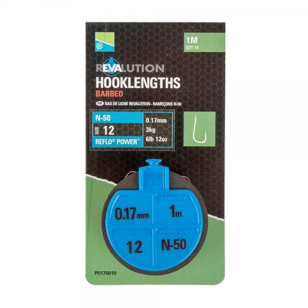 Preston Revalution Hooklengths N50 100cm Size 16 - 0.13mm