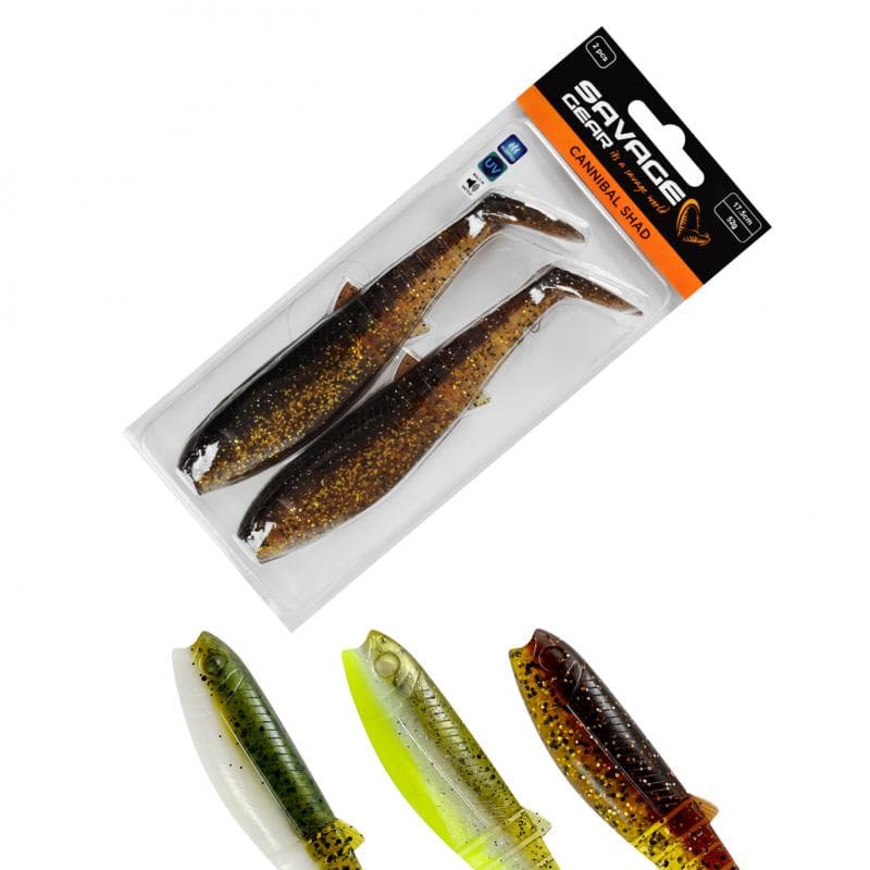 Savage Gear Cannibal Shad 17.5cm 2st Green Pearl Yellow - foto 2