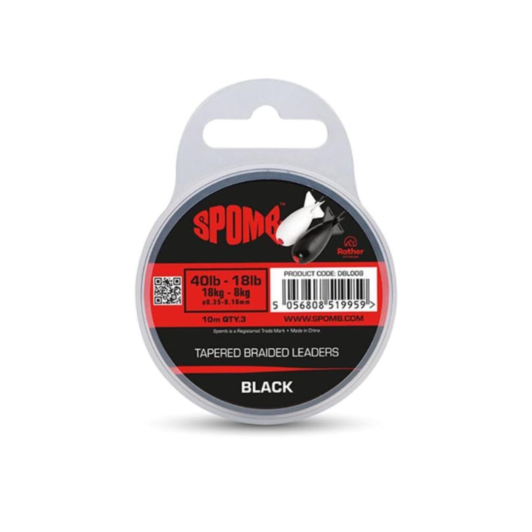 Spomb Tapered Braided Leaders 40 - 18lb 0.35mm - 0.18mm Black