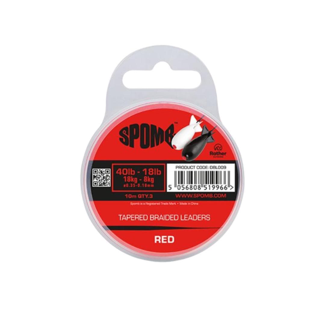 Spomb Tapered Braided Leaders 40 - 18lb 0.35mm - 0.18mm Red