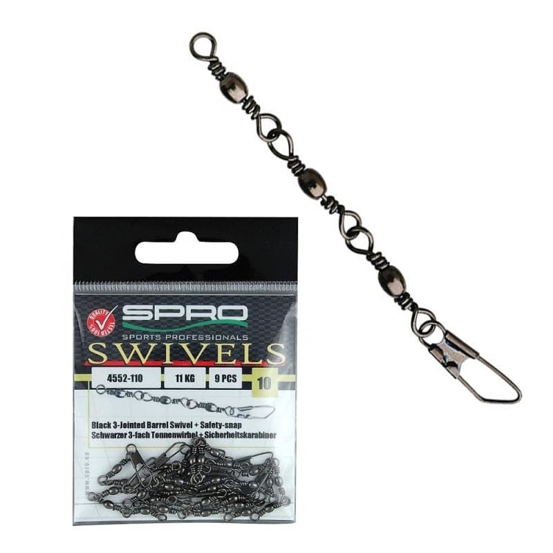 Spro 3-Jointed Swivel + Safety Snap Size 18/5kg