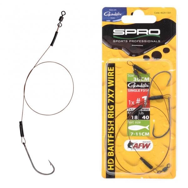 Spro Heavy Duty Baitfish Rig 7x7 AFW 30cm - 12kg 1x #2 F314 Single Hook