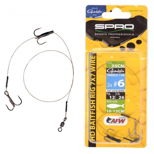 Spro Heavy Duty Baitfish Rig 7x7 AFW 35cm - 18kg 2x #2 Treble