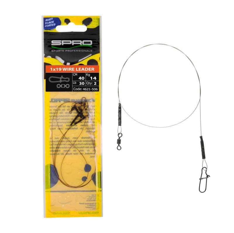 Spro Matt Black Leader 1x19 Wire 40cm/14.0kg