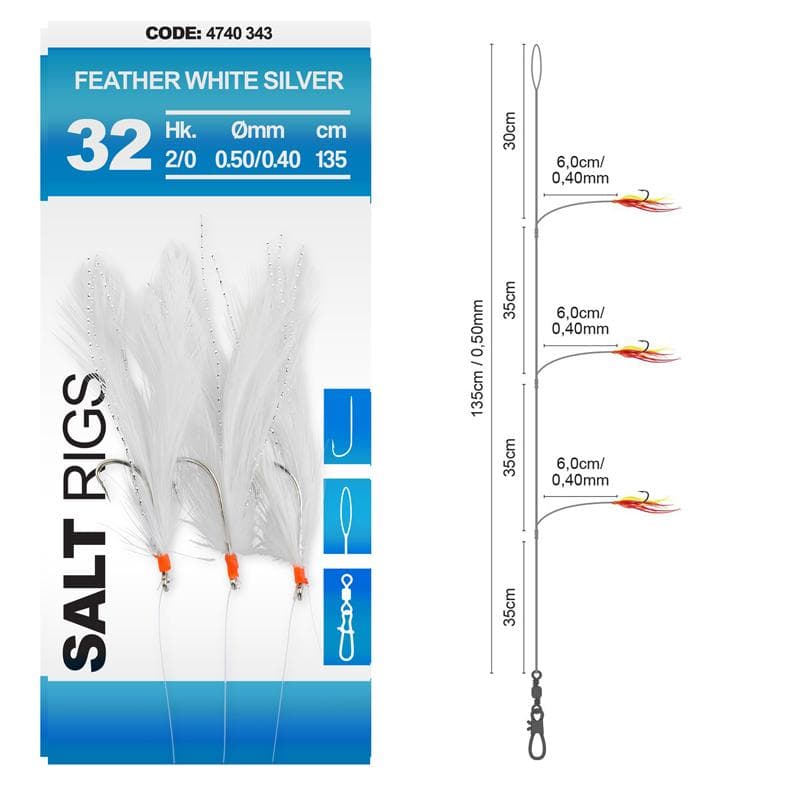 Spro Salt Rig #32 135cm Feather White Silver 2/0 3 H - foto 2